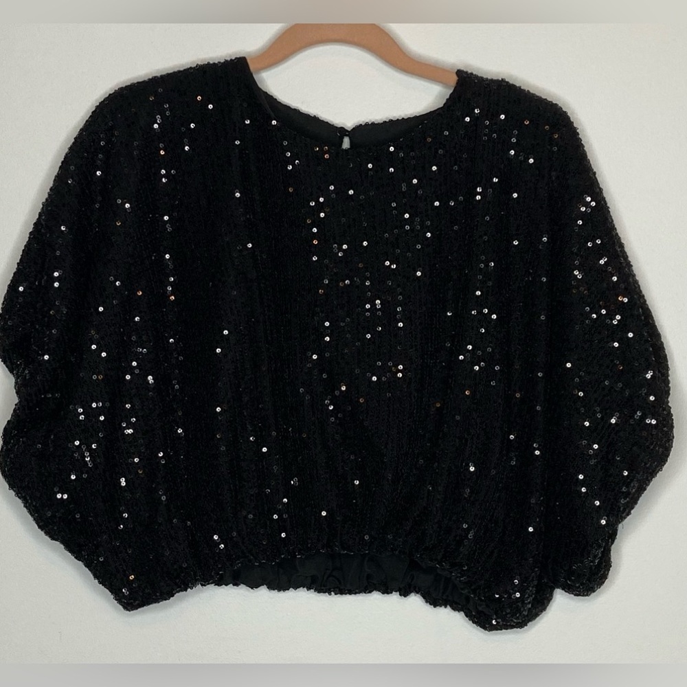 Endless Rose Sequin Evening WearTop XS NWT Black Elastic Waist